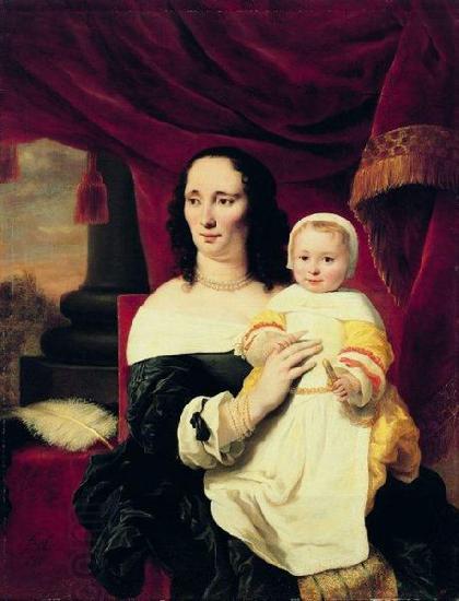 Ferdinand bol Portrait of Johana de Geer-Trip with daughter. China oil painting art